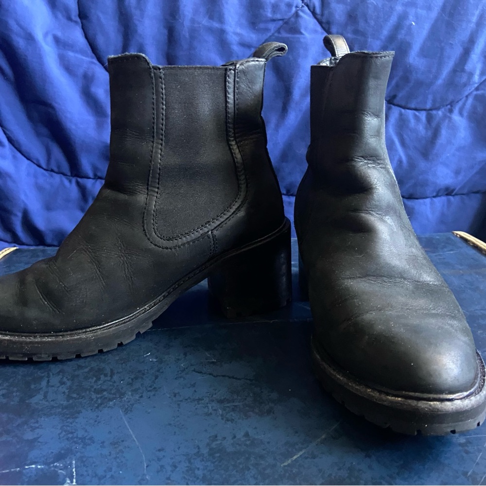 Black genuine leather Thursday 3 inch heel boots